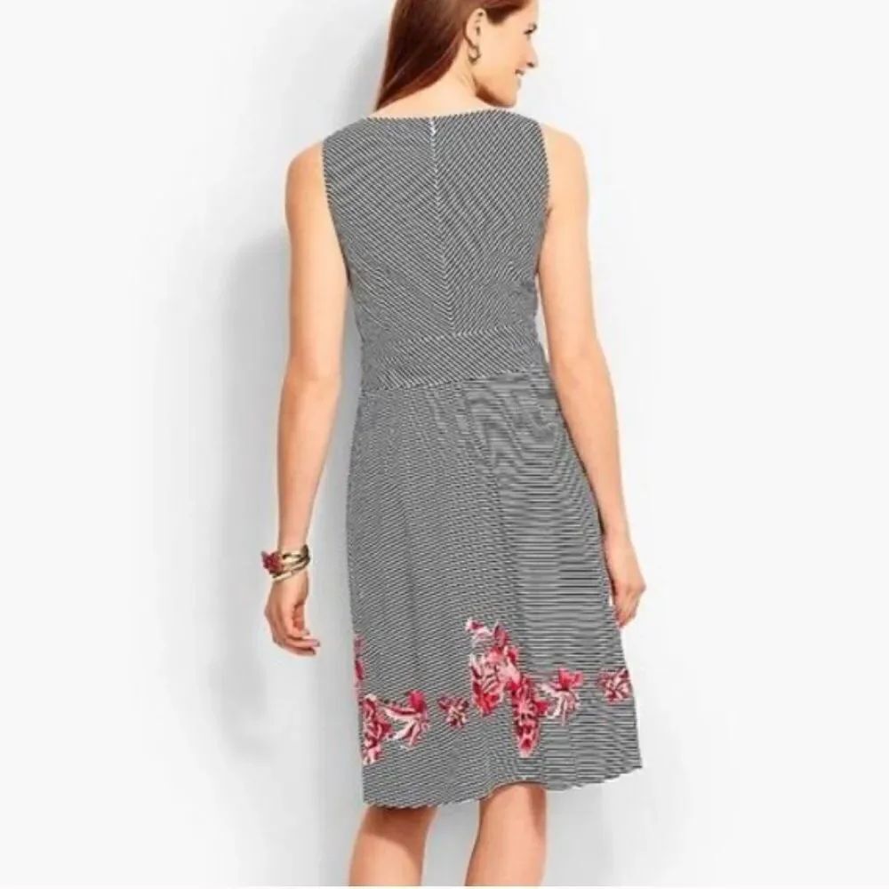 Talbots "Dancing Stripes" Embroidered Dress Size 12P - Picture 2 of 10